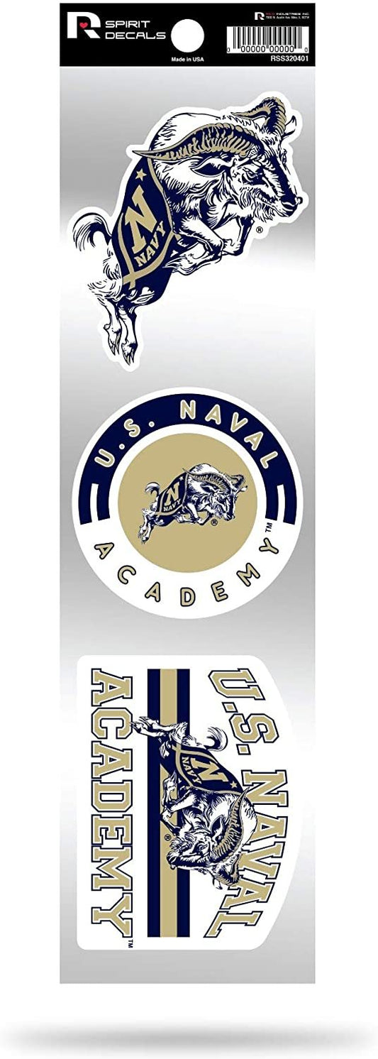 US Naval Academy Midshipmen Navy Triple Retro Throwback Spirit Decals Flat Vinyl Auto Home Sticker Sheet University of