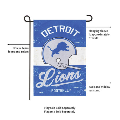 Detroit Lions Premium Double Sided Garden Flag Banner, Vintage Design, Linen, 13x18 Inch, Outdoor, Display Pole Sold Separately