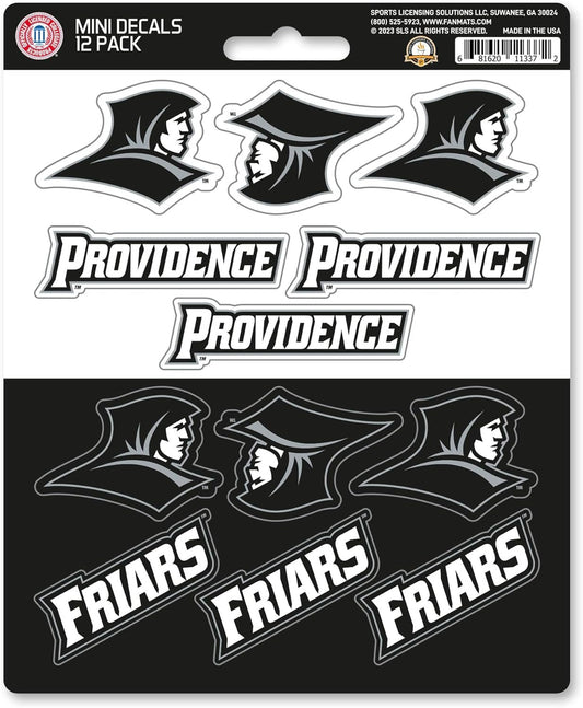 Providence College Friars	 12-Piece Mini Decal Sticker Set, 5x6 Inch Sheet, Gift for football fans for any hard surfaces around home, automotive, personal items