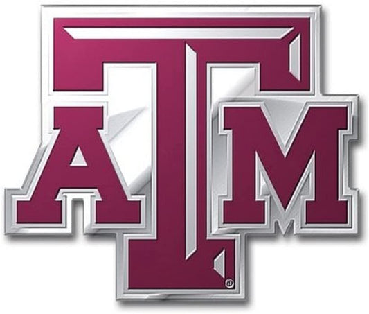 Texas A&M University Aggies Embossed Color Auto Emblem Aluminum Metal Raised Decal Sticker Full Adhesive Backing