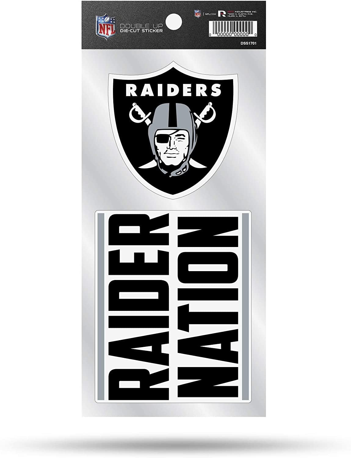 Las Vegas Raiders Sticker Decal Sheet 2-Piece, 4 Inch Double Up
