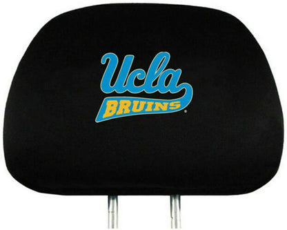 UCLA Bruins Pair of Premium Auto Head Rest Covers, Embroidered, Black Elastic, 14x10 Inch