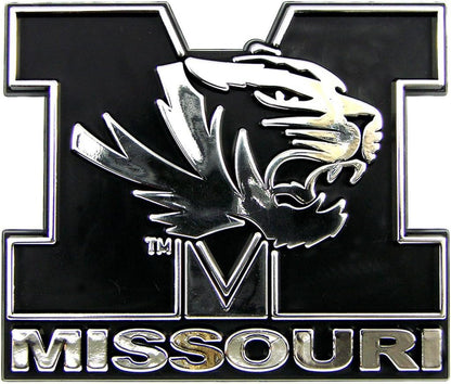 University of Missouri Tigers Silver Chrome Color Auto Emblem Molded Raised Adhesive Tape Backing
