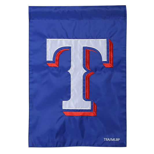 Texas Rangers Garden Flag, Premium 2-Sided, Embroidered, 12.5 x 18 inches, Blue
