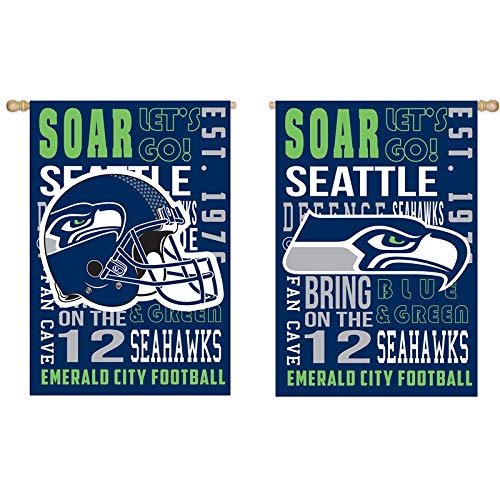 Seattle Seahawks Premium Double Sided House Flag Banner, Fan Rules Design, 28x44 Inch, Display Pole Sold Seperately, Officially Licensed