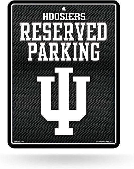 Indiana University Hoosiers Metal Parking Novelty Wall Sign 8.5 x 11 Inch Carbon Fiber Design