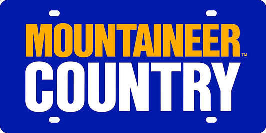 West Virginia University Mountaineers Premium Laser Cut Tag License Plate, Country Design, Mirrored Acrylic Inlaid, 6x12 Inch