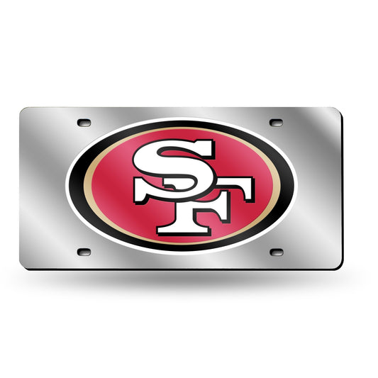 San Francisco 49ers Premium Laser Cut Tag License Plate, Mirrored Acrylic Inlaid, 12x6 Inch