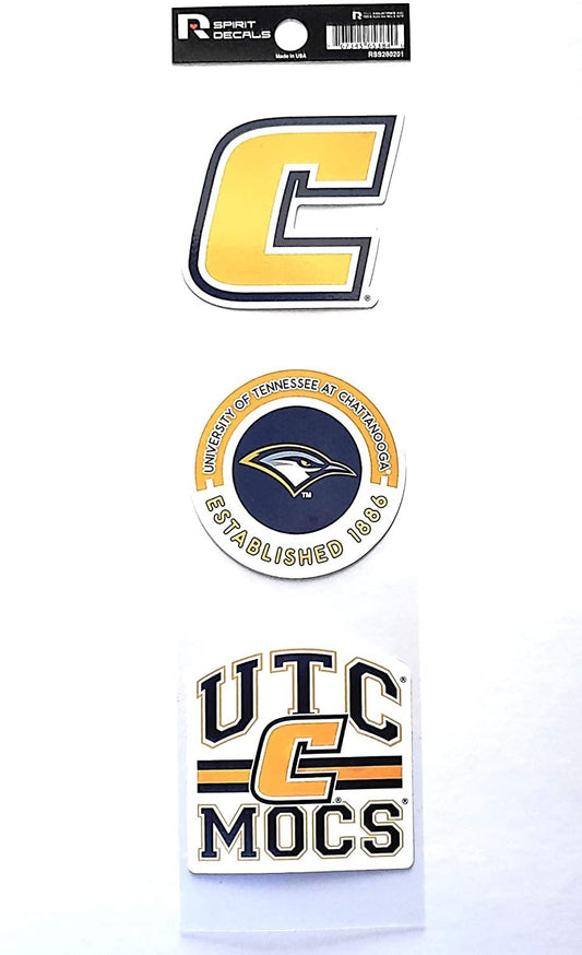 Tennessee Chattanooga Moccasins Mocs Triple Retro Throwback Spirit Decals Flat Vinyl Auto Home Sticker Sheet University of