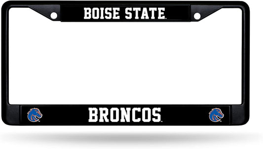 Boise State University Broncos Black Metal License Plate Frame Chrome Tag Cover 6x12 Inch