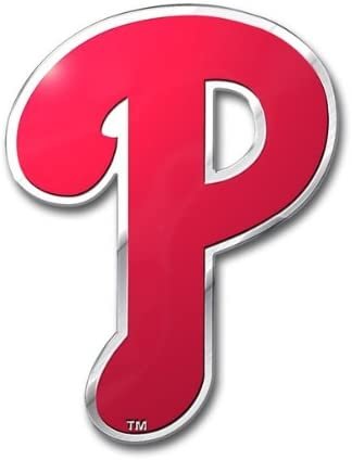 Philadelphia Phillies Aluminum Metal Color Auto Emblem Shape Cut Raised Adhesive Backing