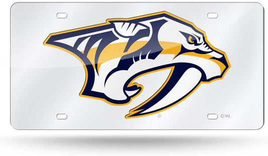 Nashville Predators Premium Laser Cut Tag License Plate, Mirrored Acrylic Inlaid, 6x12 Inch
