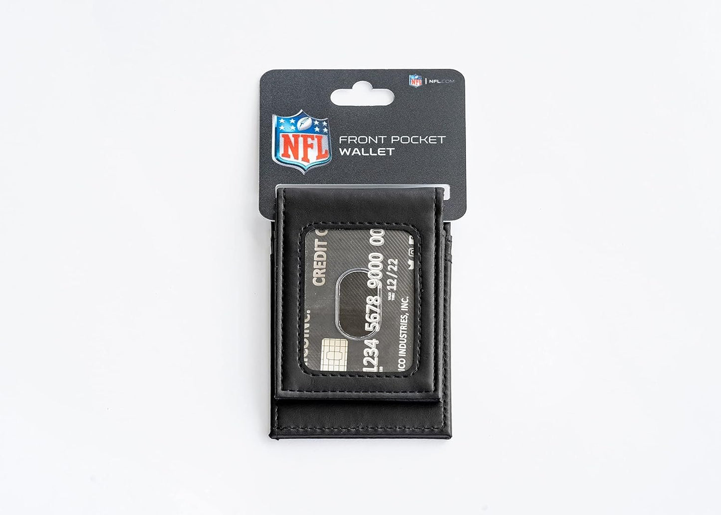 Houston Texans Premium Black Leather Wallet, Front Pocket Magnetic Money Clip, Laser Engraved, Vegan