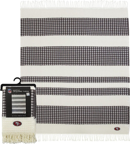 Northwest The Company NFL San Francisco 49ers Waffle Weave Jacquard Throw Blanket, 50" x 60", White/Grey