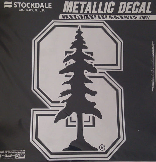 Stanford University Cardinal 12 Inch Decal Sticker, Metallic Chrome Shimmer Design