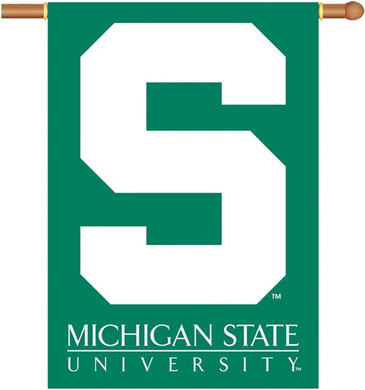 Michigan State University Spartans Premium 2-Sided 28x40 Inch Banner Flag with Pole Sleeve