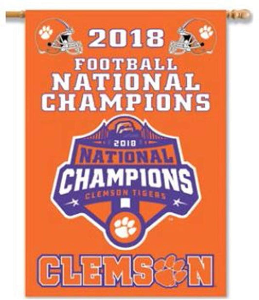 Clemson University Tigers 2018 Champions Premium 2-Sided Banner House Flag, 28x40 Inch