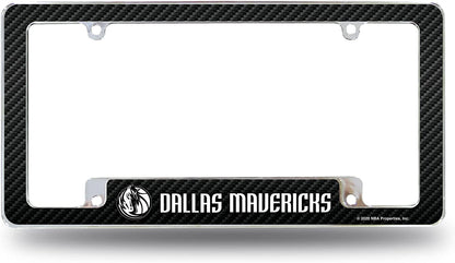 Dallas Mavericks Metal License Plate Frame Chrome Tag Cover Carbon Fiber Design 6x12 Inch