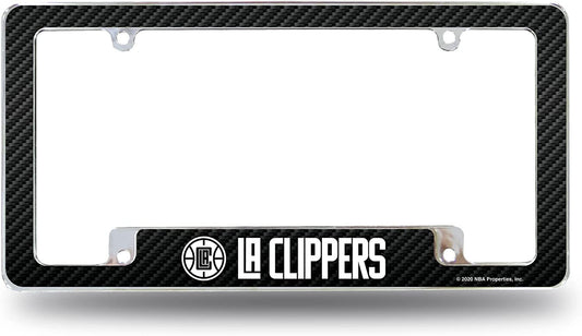 Los Angeles Clippers Metal License Plate Frame Chrome Tag Cover Carbon Fiber Design 6x12 Inch