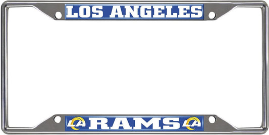 Los Angeles Rams Metal License Plate Frame Chrome Tag Cover 6x12 Inch