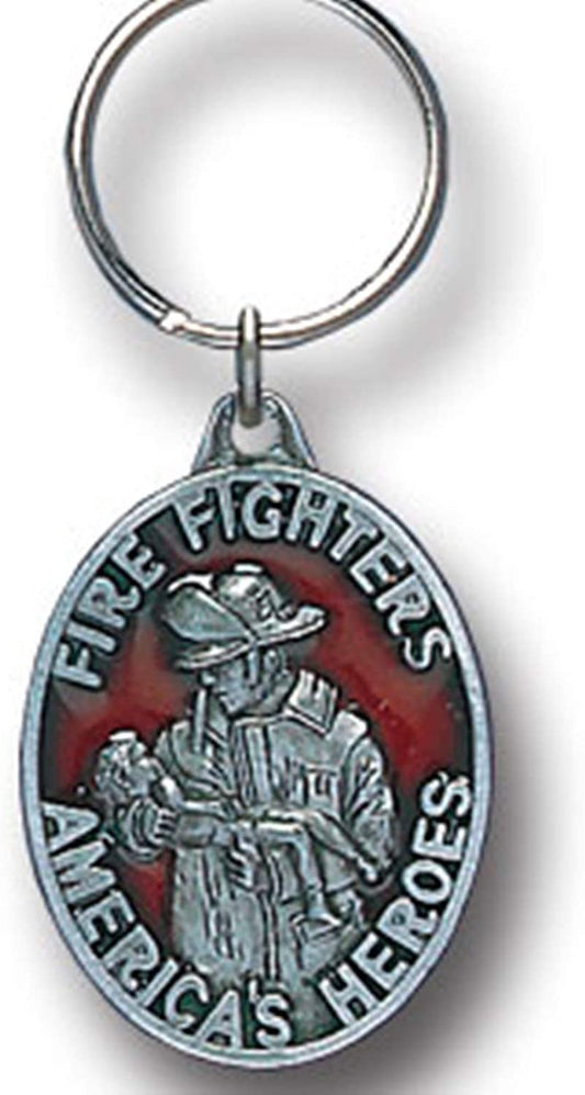 HP Industries Firefighter American Hero Heavy Duty Metal Pewter Keychain Firefighter Key Chain