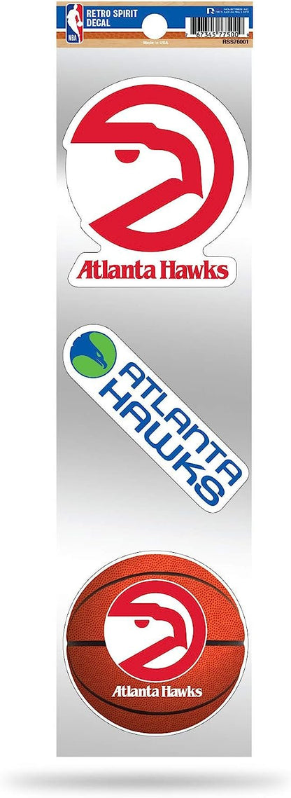 Rico Industries NBA Basketball Atlanta Hawks 3-Piece Retro Spirit Decals Retro Decal Set