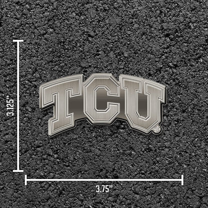 Texas Christian University Horned Frogs TCU Solid Metal Auto Emblem Antique Nickel for Car/Truck/SUV
