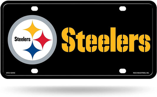 Pittsburgh Steelers Metal Auto Tag License Plate, Color Rush Design, 6x12 Inch