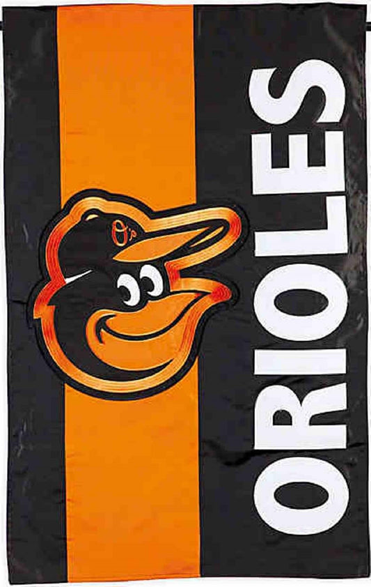 Baltimore Orioles Premium Double Sided Garden Flag Banner, Embroidered Applique, 12.5 x 18 inch, Indoor Outdoor Use, Display Stand Sold Separately