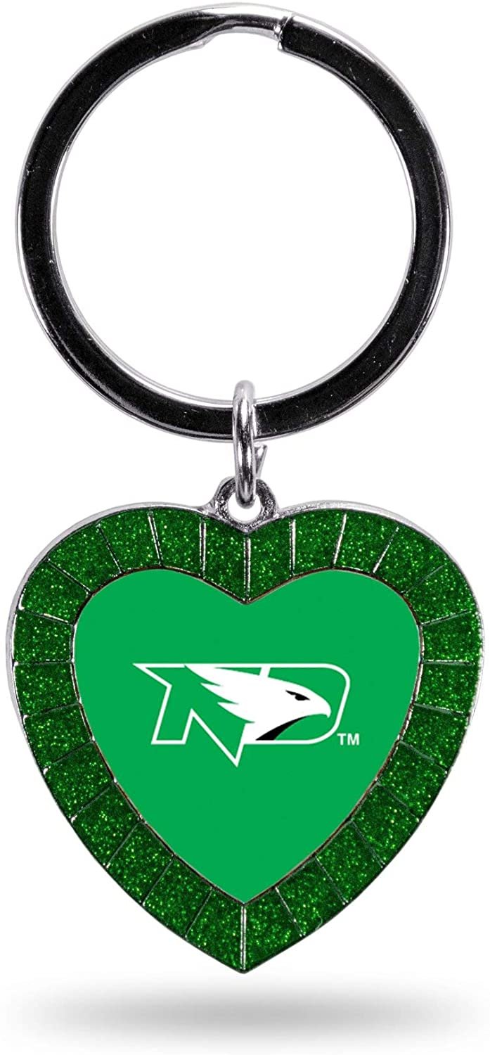 North Dakota Fighting Hawks Keychain Rhinestone Heart Decal Emblem Team Color University of