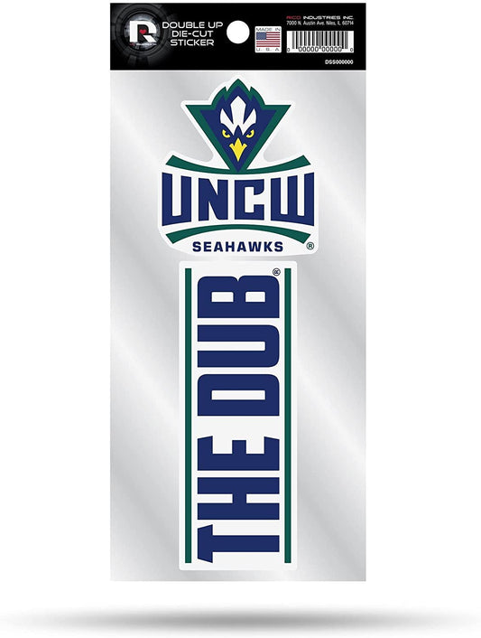 University of North Carolina Wilmington Seahawks 2-Piece Double Up Die Cut Sticker Decal Sheet, 4x8 Inch