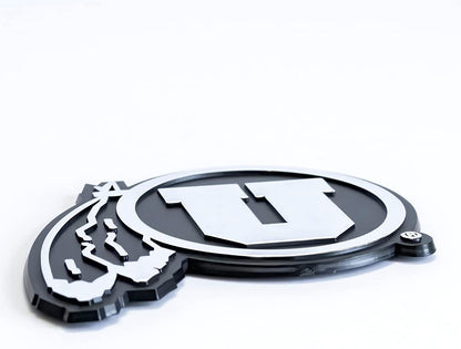 Indiana University Hoosiers Auto Emblem, Silver Chrome Color, Raised Molded Plastic, 3.5 Inch, Adhesive Tape Backing