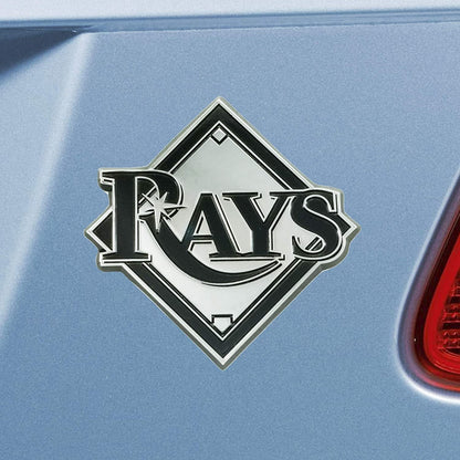 Tampa Bay Rays Premium Solid Metal Raised Auto Emblem, Shape Cut, Adhesive Backing