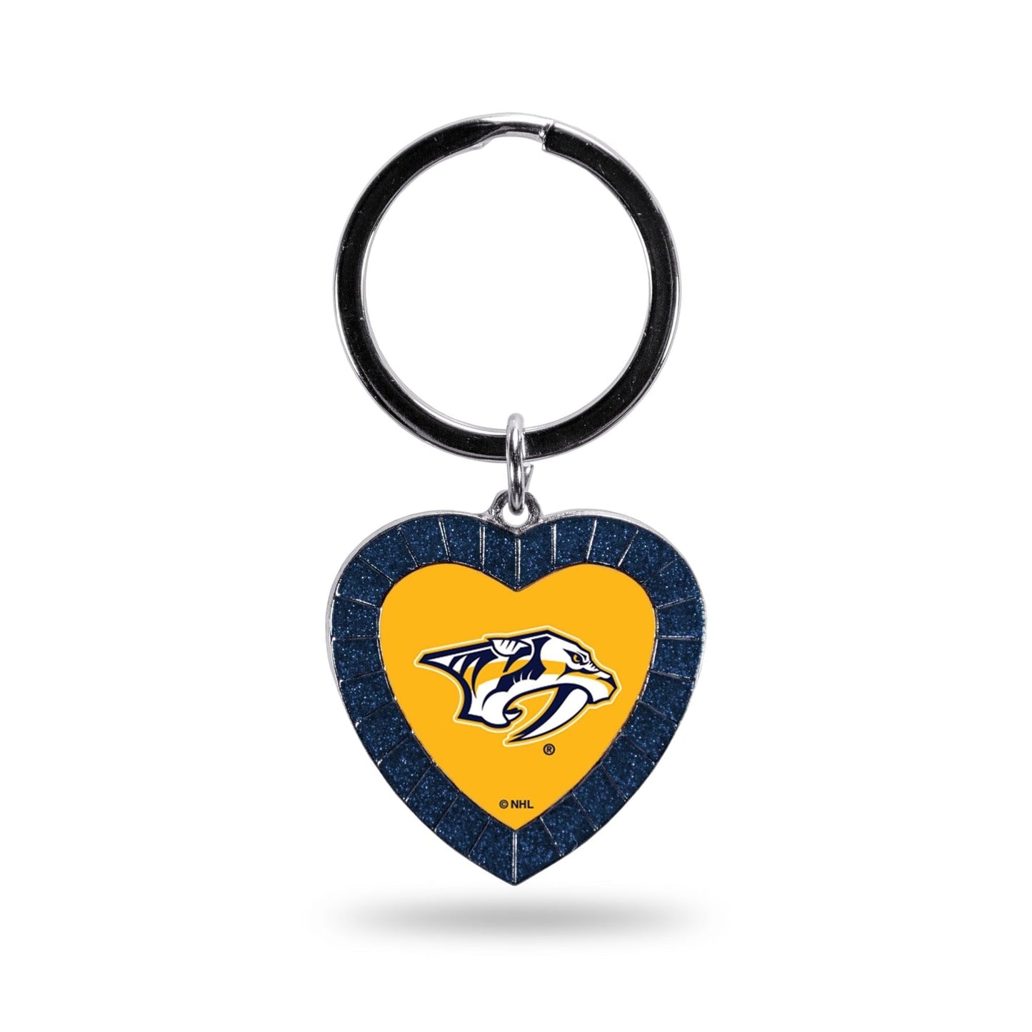 Predators Colored Rhinestone Heart Keychain - Navy