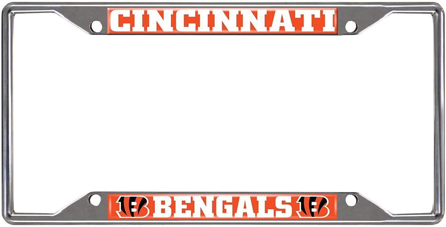 FANMATS 21507 Cincinnati Bengals Chrome Metal License Plate Frame, Team Colors, 6.25in x 12.25in