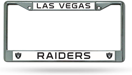 Las Vegas Raiders Metal License Plate Frame Chrome Tag Cover, 12x6 Inch