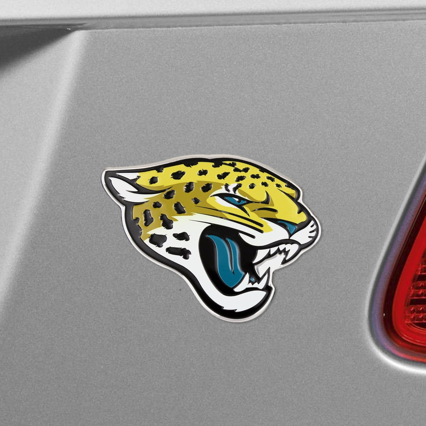 Jacksonville Jaguars Premium Aluminum Metal Raised Auto Emblem, Primary Logo, Color Embossed, Full Adhesive Backing