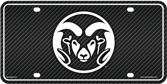 Colorado State University Rams Metal Auto Tag License Plate, Carbon Fiber Design, 6x12 Inch