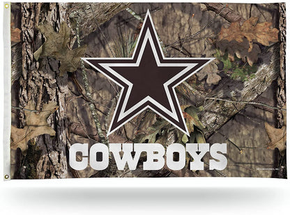Dallas Cowboys Premium 3x5 Feet Flag Banner, Mossy Oak Camo, Metal Grommets, Outdoor or Indoor, Single Sided