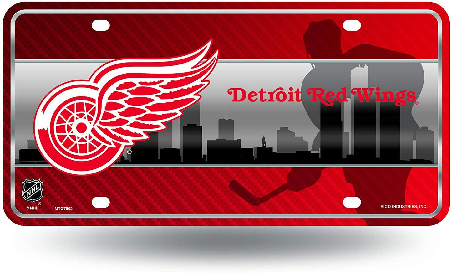 Detroit Red Wings Metal Auto Tag License Plate, City Design, 12x6 Inch