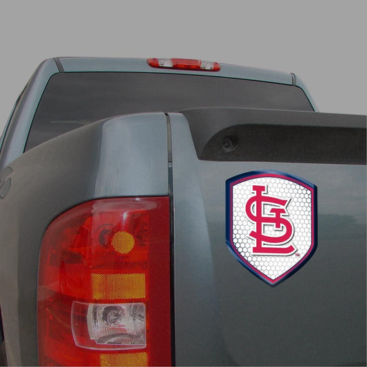 St Louis Cardinals High Intensity Reflector, Shield Shape, Raised Decal Sticker, 2.5x3.5 Inch, Home or Auto, Full Adhesive Backing
