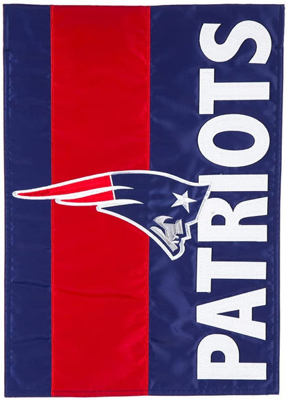 New England Patriots Premium Garden Flag Banner, Double Sided, Embroidered Applique, 13x18 Inch