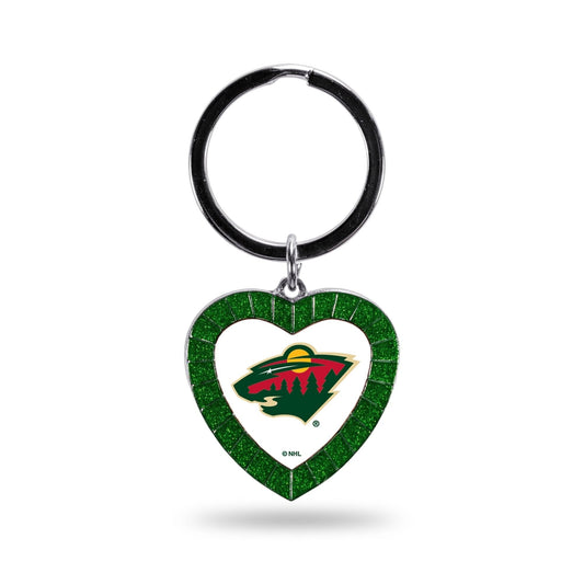 Wild Colored Rhinestone Heart Keychain - Green