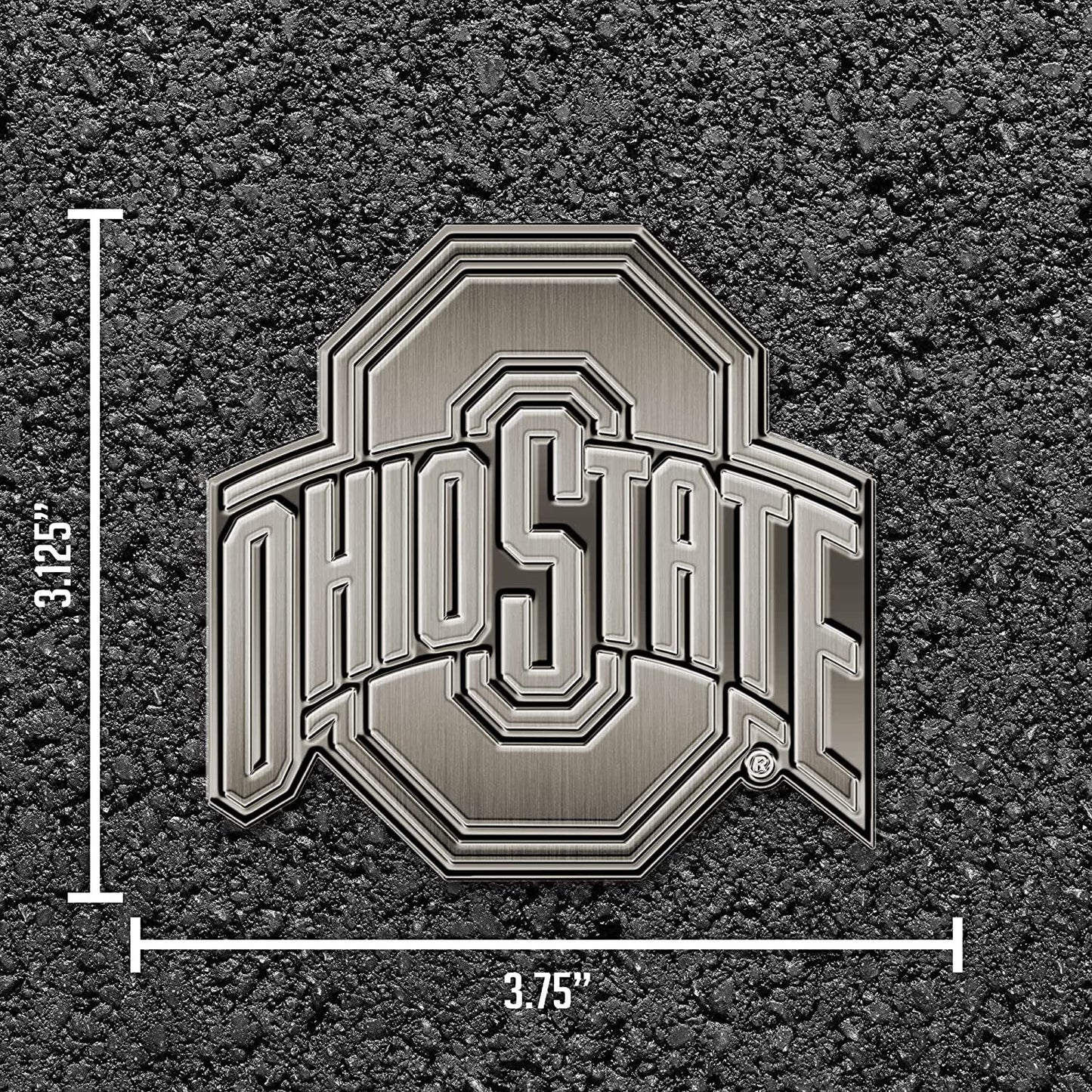 Ohio State University Buckeyes Solid Metal Auto Emblem Antique Nickel for Car/Truck/SUV