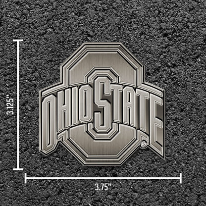 Ohio State University Buckeyes Solid Metal Auto Emblem Antique Nickel for Car/Truck/SUV