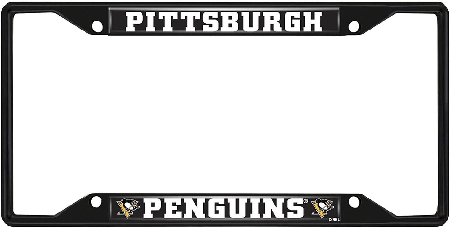 FANMATS 31389 Pittsburgh Penguins Metal License Plate Frame Black Finish
