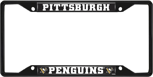 FANMATS 31389 Pittsburgh Penguins Metal License Plate Frame Black Finish