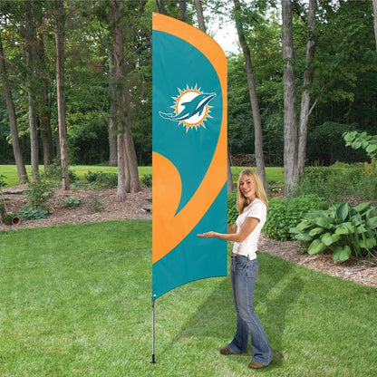 Miami Dolphins 8 Foot Tall Team Flag Tailgating Kit with Metal Pole