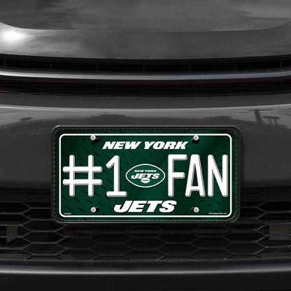 New York Jets Metal Auto Tag License Plate, #1 Fan Design, 12x6 Inch