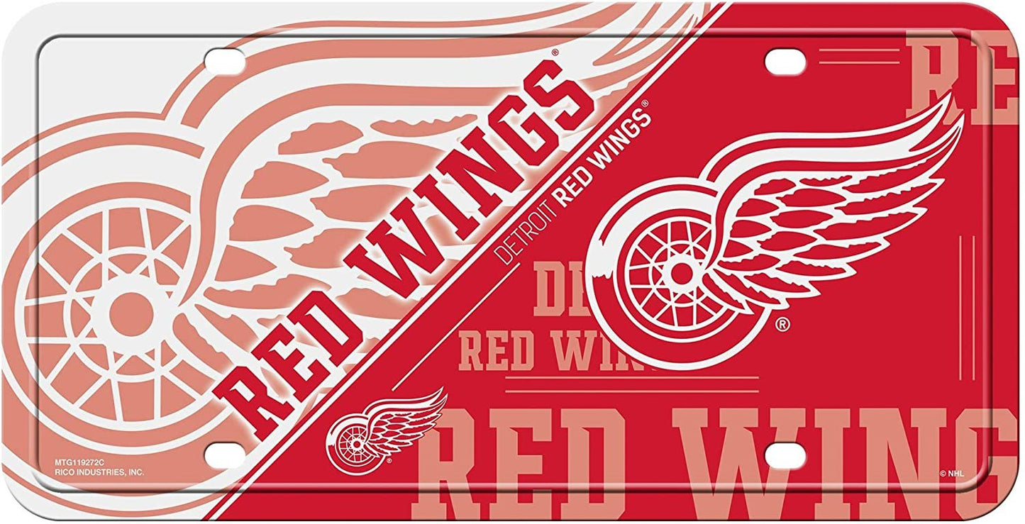 Detroit Red Wings Metal Auto Tag License Plate, Split Design, 6x12 Inch